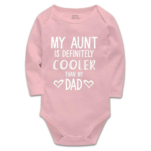 YCICIVDee My Aunt is Definitely/Cooler Than My Dad Aunt Says& I'm Perfect Baby Bodysuit Pink Long Sleeve 0-3 Months