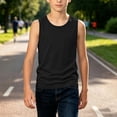 thumbnail image 6 of BCSIOAOI Toddler Boys Tank Tops,Cotton Crew Neck Plain Solid Sleeveless Casual Sports Tank Tops Black 3-4t, 6 of 6