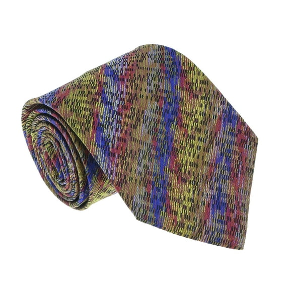 Missoni U8006 Gold/Blue Bar Code 100% Silk Tie for mens