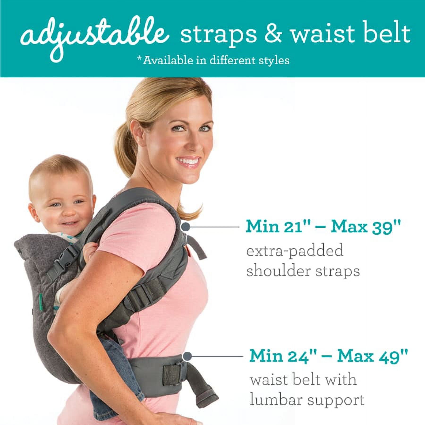Infantino Flip 4-in-1 Convertible Baby Carrier, 4-Position, Unisex, 8-32lb, Gray - image 5 of 9
