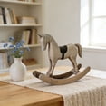 thumbnail image 2 of Handmade Vintage Old Collectible Statue Wooden Rocking Horse Figurines Decorative Ornaments Craft Sculpture for Office & Home Room Desktop Christmas Birthday New Year Gift, 2 of 6