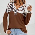thumbnail image 2 of Sweaters for women Women's Fashion Leopard Printed Solid Stitching Loose Button V-Neck Long Sleeve Knitted Sweater christmas sweater women, 2 of 8