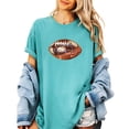 thumbnail image 3 of Ink-Printed Glitter Football Graphic Shirt for Women and Teens Fall Football Season Oversized Tee Seafoam Shirt Adult Small, 3 of 7