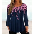 thumbnail image 4 of Camiseta elegante con estampado de flores para mujer, Tops de viaje informales, talla grande, Jersey holgado de cuello redondo, 5XL, Otoño e Invierno, 4 of 5