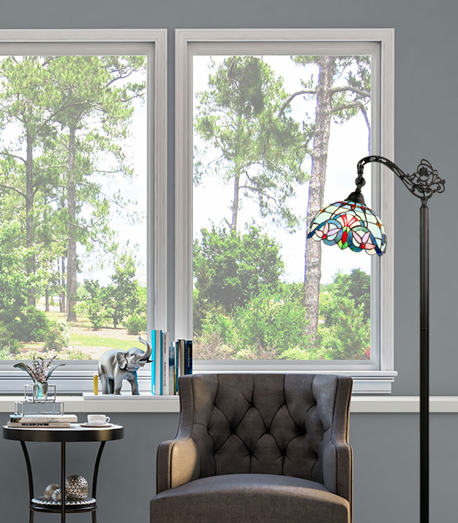RADIANCE Goods Victorian-Style 1-Light Dark Bronze Finish Reading Floor Lamp 11" Shade