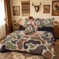 thumbnail image 3 of meiyoeat Green Rustic Camo Letter A Twin Bedding for Men Boys, Wildlife Duck Print Bedding Comforter Set, Black Reversible, 7-Piece, 3 of 6