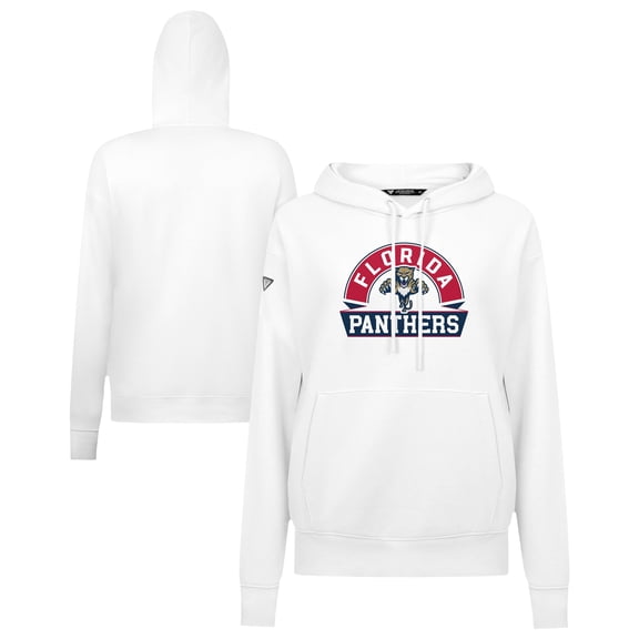 Women's Levelwear White Florida Panthers Adorn Banner Arch Pullover Hoodie