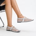 thumbnail image 4 of Miqool Womens Mesh Ballet Flats Fishnet Round Toe Buckle Strap Hollow Out Breathable Casual Mary Jane Flat Shoes for Summer Spring, 4 of 8