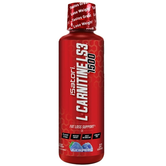 iSatori L-Carnitine LS3 Concentrated Liquid Fat Burner And Metabolism Activator - Fat Loss for Health And Fitness - Keto Friendly - Stimulant Free - Blue Raspberry 1500mg - (32 Servings)