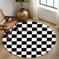 thumbnail image 2 of Round Rug 7Ft Washable Non-Slip, Black White Plaid Circle Area Rugs for Living Room Bedroom, Farmhouse Modern Minimalist Geometric Indoor Floor Mats Carpet Runner for Home Decor Aesthetic, 2 of 8