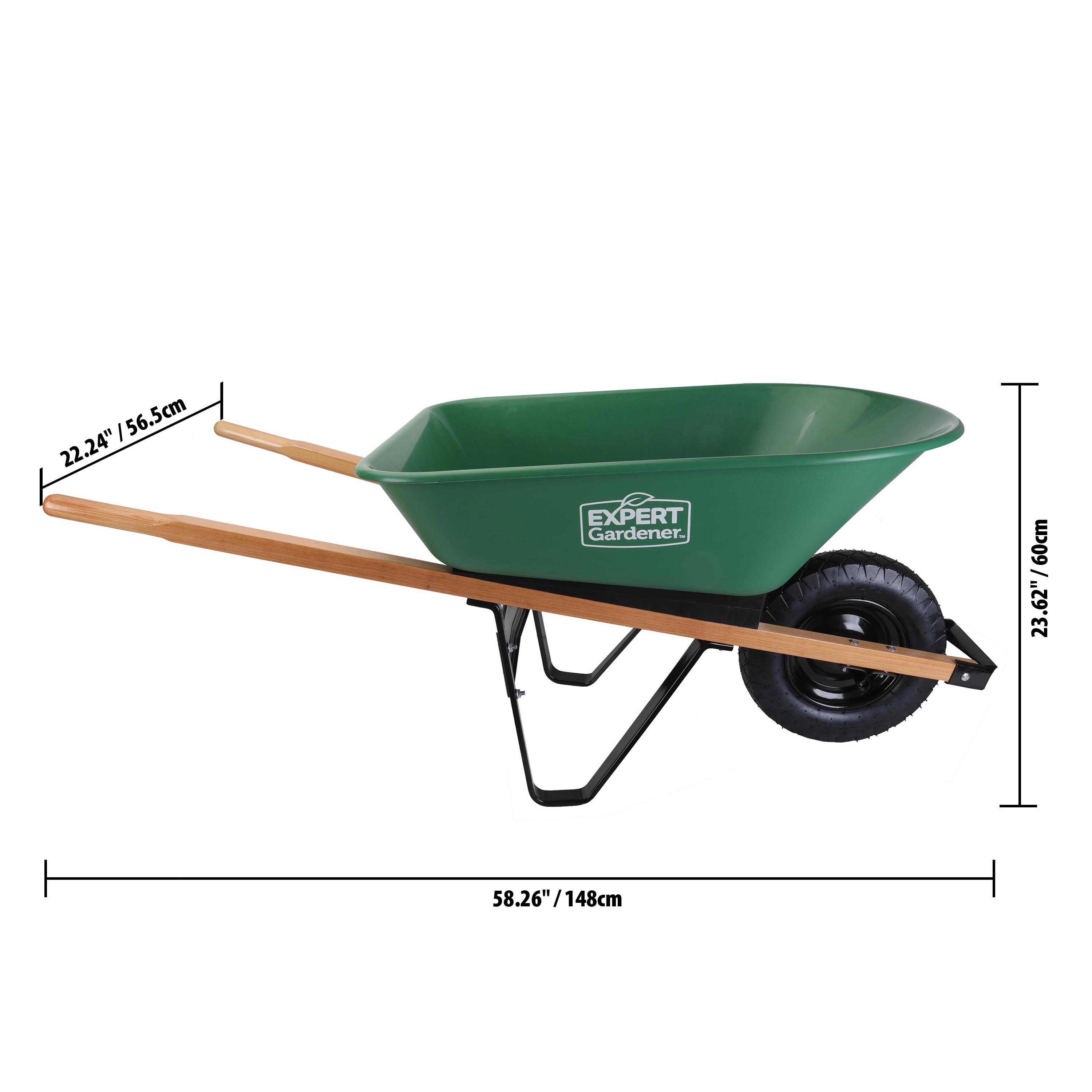 Expert Gardener 4 Cubic ft Poly Tray Wheelbarrow, 250 lb Load Rating