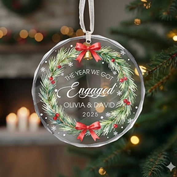 Engagement Christmas Ornament, The Year We Got Engaged, First Christmas Keepsake, Gift for Couple, Wedding Xmas Gift