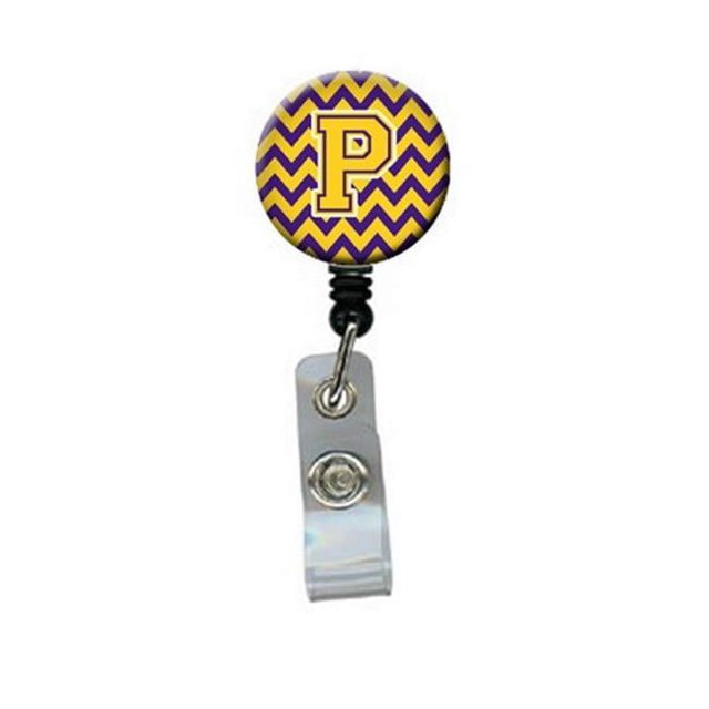 Carolines Treasures CJ1041-PBR Lettre P Chevron Violet & Or Bobine d'Insigne Rétractable, 5 x 1 x 2 Po.