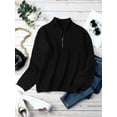 thumbnail image 7 of Xuanfei Women Solid Color High Neck Zip Up Long Sleeve Pullover Sweater, 7 of 7