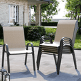 thumbnail image 2 of ELPOSUN Patio Chairs Set of 6, Outdoor Stackable Dining Chairs for All Weather, Breathable Garden Outdoor Furniture for Backyard Deck, Khaki, 2 of 7