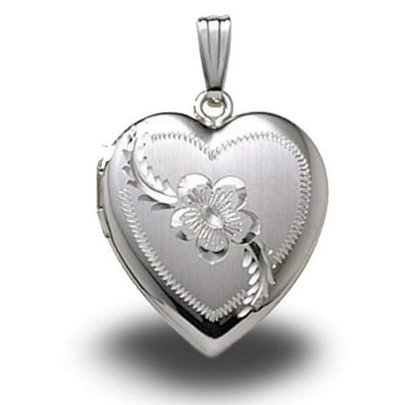 Sterling Silver Heart Locket 3/4 Inch x 3/4 Inch Sterling Silver
