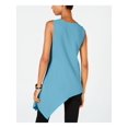 thumbnail image 2 of ALFANI Womens Light Blue Asymmetrical Sleeveless Tank Top Petites Size: PM, 2 of 3