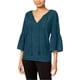 thumbnail image 1 of Kensie Blusa de punto a rayas para mujer, azul, mediana, 1 of 1