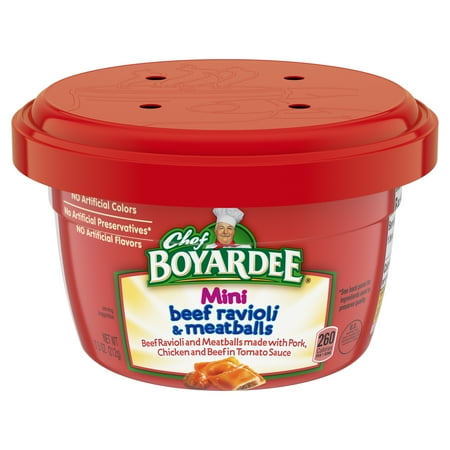 Chef Boyardee Mini Beef Ravioli & Meatballs in Tomato Sauce, Microwavable Meal, 7.5 oz. Bowl
