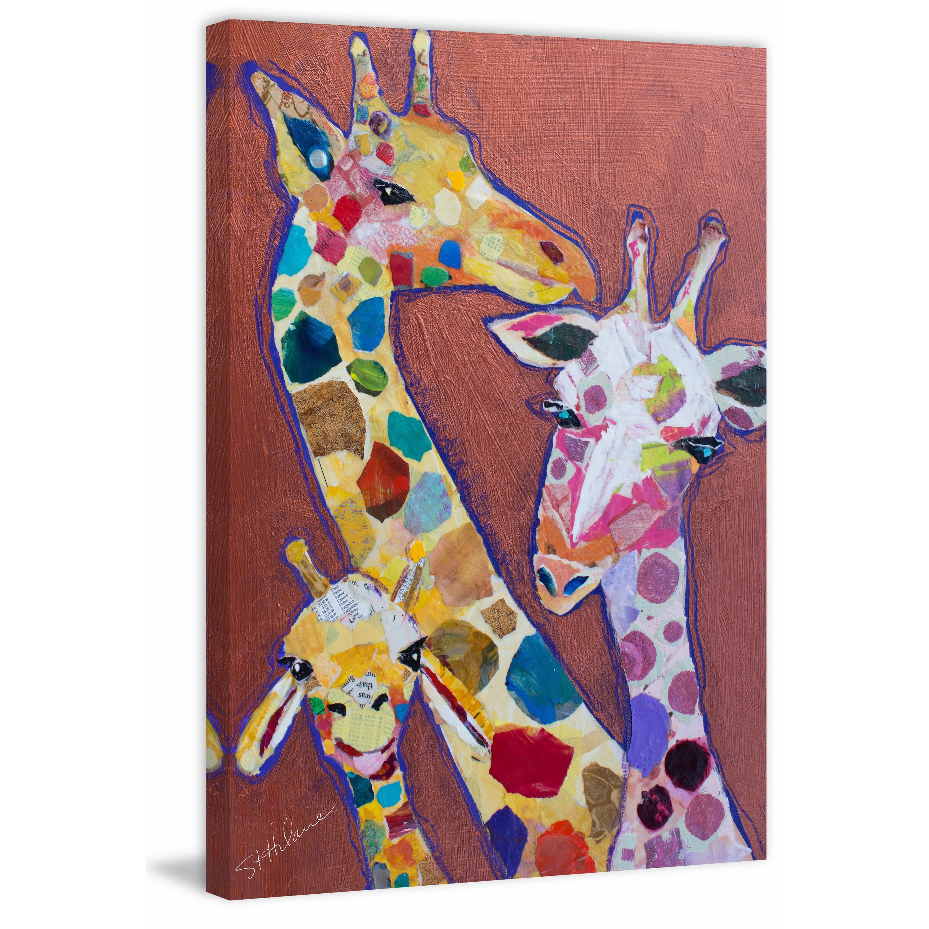"Trois Girafes" Painting Print on Wrapped Canvas