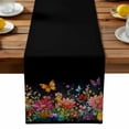 thumbnail image 2 of Burlap Table Runner 36 Inches Long,Spring Watercolor Flower Butterfly Non-Slip Kitchen Table Runners for Dining Room Everyday Use Party Table Decorations Country Plant on Black, 2 of 9