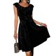 thumbnail image 3 of TaTaai Women's Spring Summer Velvet Dress Sleeveless Ruffled Collar Solid Color Elegant Slim Fit Mid Calf Length Stretchy Soft Gift, 3 of 8