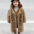thumbnail image 6 of OGLCCG Girl's Faux Fur Long Jacket Lapel Open Front Fuzzy Fleece Cardigan Coat Thickened Warm Winter Button Fluffy Jacket with Pockets 5-14 Years, 6 of 6