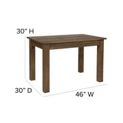 Jessamine 46 x 30 Rectangular Antique Rustic Solid Pine Farm Dining Table