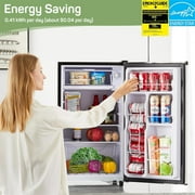 Mini Refrigerators 3.2 Cu. ft Single Door, 5 Star Energy Efficient, Low Noise, 5 Adjustable Thermostat & Removable Glass Shelves, Black