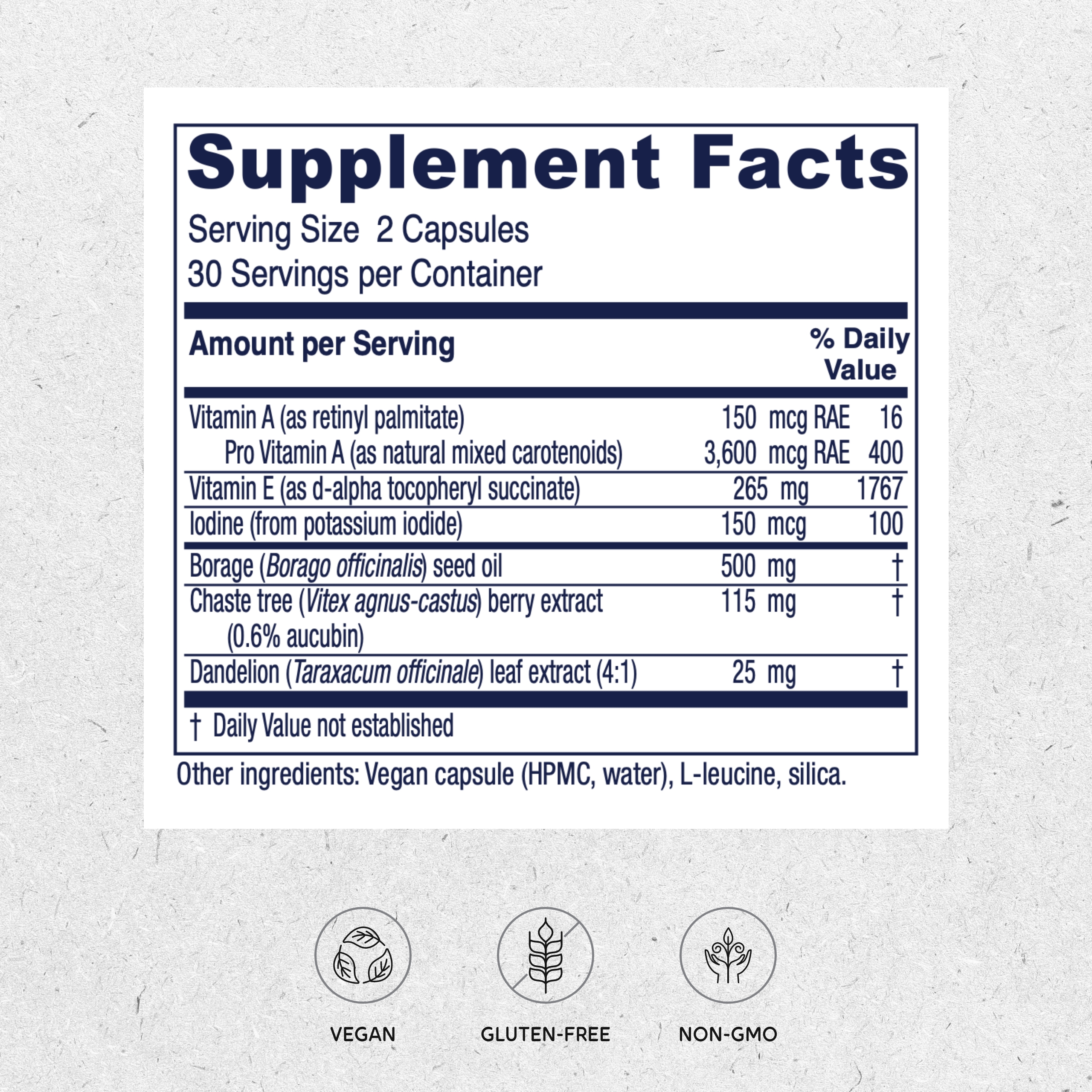 Vitanica Breast Cycle Blend, Breast Cycle Support, Iodine, Borage Seed Oil, Chaste Tree Berry (Vitex), Dandelion, Vegan/Vegetarian, 60 Capsules