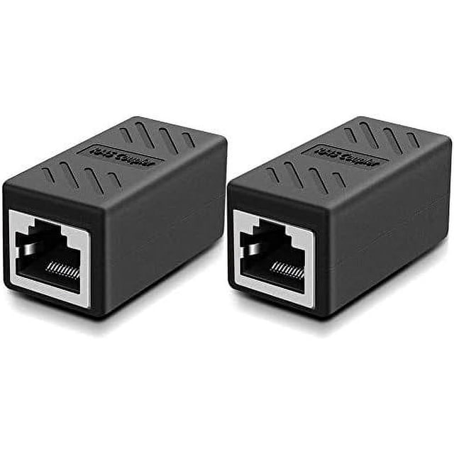 Paquete de 2 conectores de red RJ45 Ethernet, adaptador hembra a hembra, blindado 8P8C para extensión de cable Ethernet hembra Cat6/Cat5e (negro) WddnAot