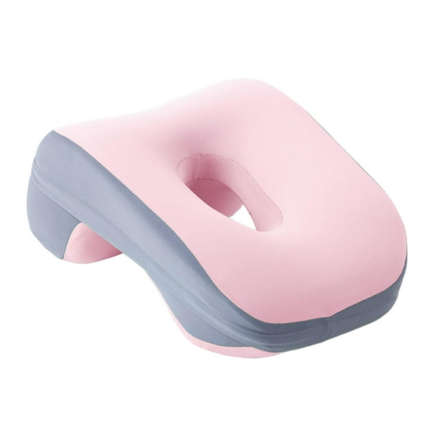 Almohada boca abajo, tamaño adulto, compacta, funda extraíble, práctica almohada para la siesta. rosa