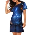 thumbnail image 2 of Pofeuu Astronaut Print Women's Loose Fit Short Sleeve Nightgown, Comfortable Sleep Dress for Women, Casual Lounge Sleepwear, Soft Cotton Sleep Dress, 2 of 6