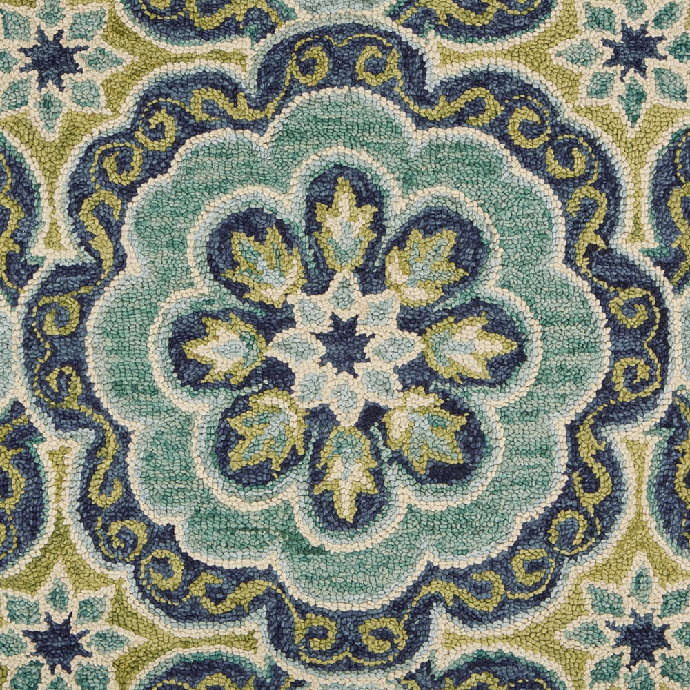 Ox Bay Emily 6' Round Green Floral Medallion Indoor Area Rug
