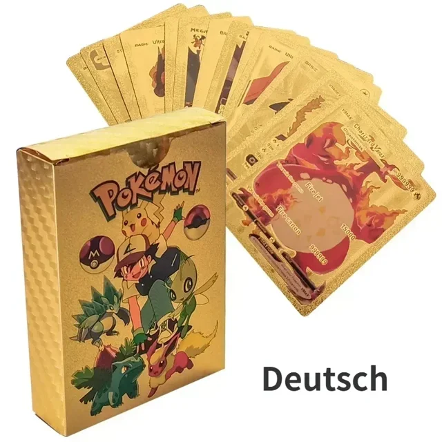 Cartas de Pokémon Vmax GX de 55 piezas, cartas coloridas de Pikachu, juegos de mesa de Anime, caja de cubierta, juguetes para niños, Alemán, Francés, Inglés, Español