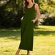 thumbnail image 5 of Vestido de Cuello de Tripulación para las Mujeres Moda Casual Color Sólido sin Mangas Bolsillo Longitud de Tobillo Vestido de Verano Largo para las Mujeres, 5 of 6
