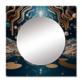 thumbnail image 2 of Designart "View Of The Era Retro Futuristic Simplicity" Abstract Landscape Square Mirror For Wall Decor - Large Blue Square Printed Wall Mirror Art - Wall Mounted Square Large Mirror, 2 of 5
