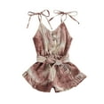 thumbnail image 1 of Pudcoco Girls Tie-dye Sling Romper Sleeveless V-neck Jumpsuit with Ruffles, 1 of 7