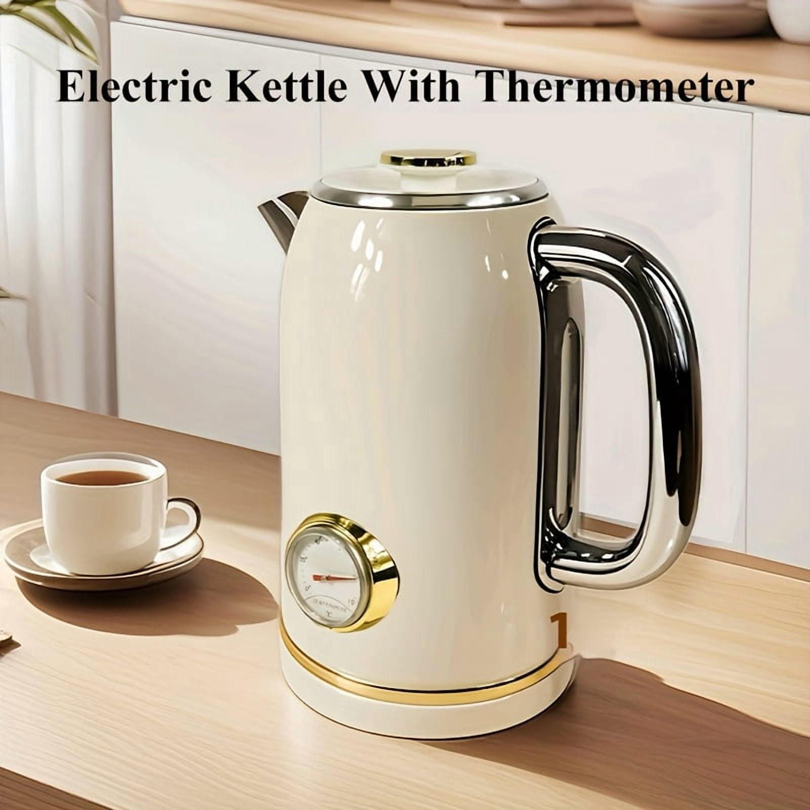 Stainless Steel Electric Water Kettle, 2.0L Hot Water Boiler with Thermometer, LED Indicator, Auto Shut-Off & Boil Dry Protection
