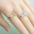 thumbnail image 2 of Mightlink Women Ring Geometric Shiny Rhinestone Inlaid Sparkling Adjustable Opening Decorative Gift Butterfly Knuckle Ring Charm Jewelry for Dating, 2 of 6