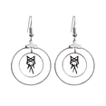 thumbnail image 1 of Bone Inscription Chinese Surname Character Luo Earrings Dangle Hoop Jewelry Drop Circle, 1 of 3