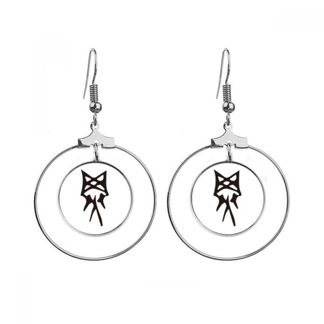 Bone Inscription Chinese Surname Character Luo Earrings Dangle Hoop Jewelry Drop Circle