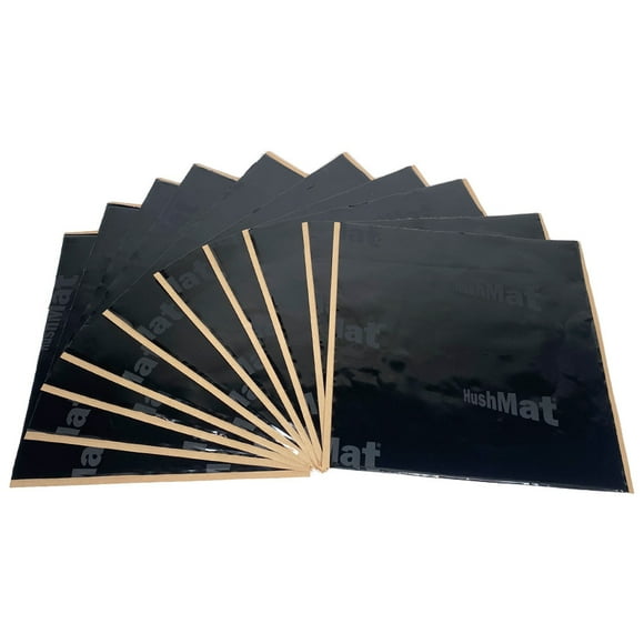 HushMat Sound Dampening Kit 10200 UltraWrap; Door Kit; Use To Reduce Heat And Noise; 1.5 Millimeter Thickness; Butyl With Aluminum Backing; Black; 12 Inch Length x 12 Inch Width; 10 Sheets