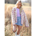 thumbnail image 5 of Women's Cropped Puffer Jacket Floral Print Quilted Puffer Jackets Open Front Lightweight Short Jacket Trendy, 5 of 6