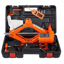 Electric Car Jack 3 Ton - 12V Scissor Jack Kit with Remote, LED Light - for Sedan, SUV, Truck Tire Change - Portable Auto Jack with Double Saddles