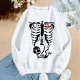 thumbnail image 4 of KHONTS Women Skeleton Sweatshirt Halloween Maternity Sweatshirts Crewneck Pullover Tops Pregnancy Announcement Tee Tops White XL, 4 of 5