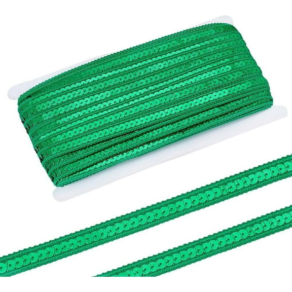 36 Yards Green Sequin Ribbon Trim 1/2 inch Sequin Braid Trim Flat Glitter Ribbon Paillette Sequins Lace Trim