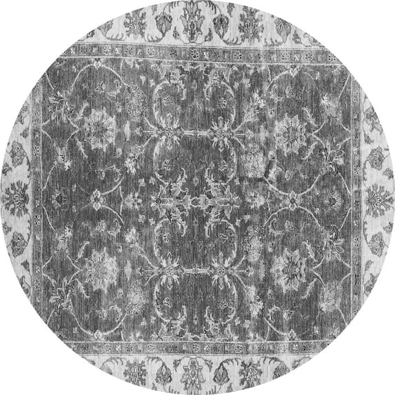 Ahgly Company Indoor Round Abstract Gray Modern Area Rugs, 3' Round