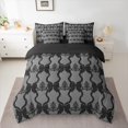 thumbnail image 2 of jejeloiu Retro Bohemian Flowers 7 Pieces Bedding Comforter Set,Chic Bowknot Ribbon Full Bedding Set,Gray Black Fitted Sheet Flat Sheet For Men Womwn,Microfiber Bedroom Decor Reversible, 2 of 8