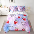 thumbnail image 3 of Homewish Teens Cartoon Strawberry Twin Bedding Sets 7-Piece, Dreamy Cartoon Bedding Comforter Set, Blue Purple Watercolor Reversible Sheet Sets, Breathable Home Decor, 3 of 8